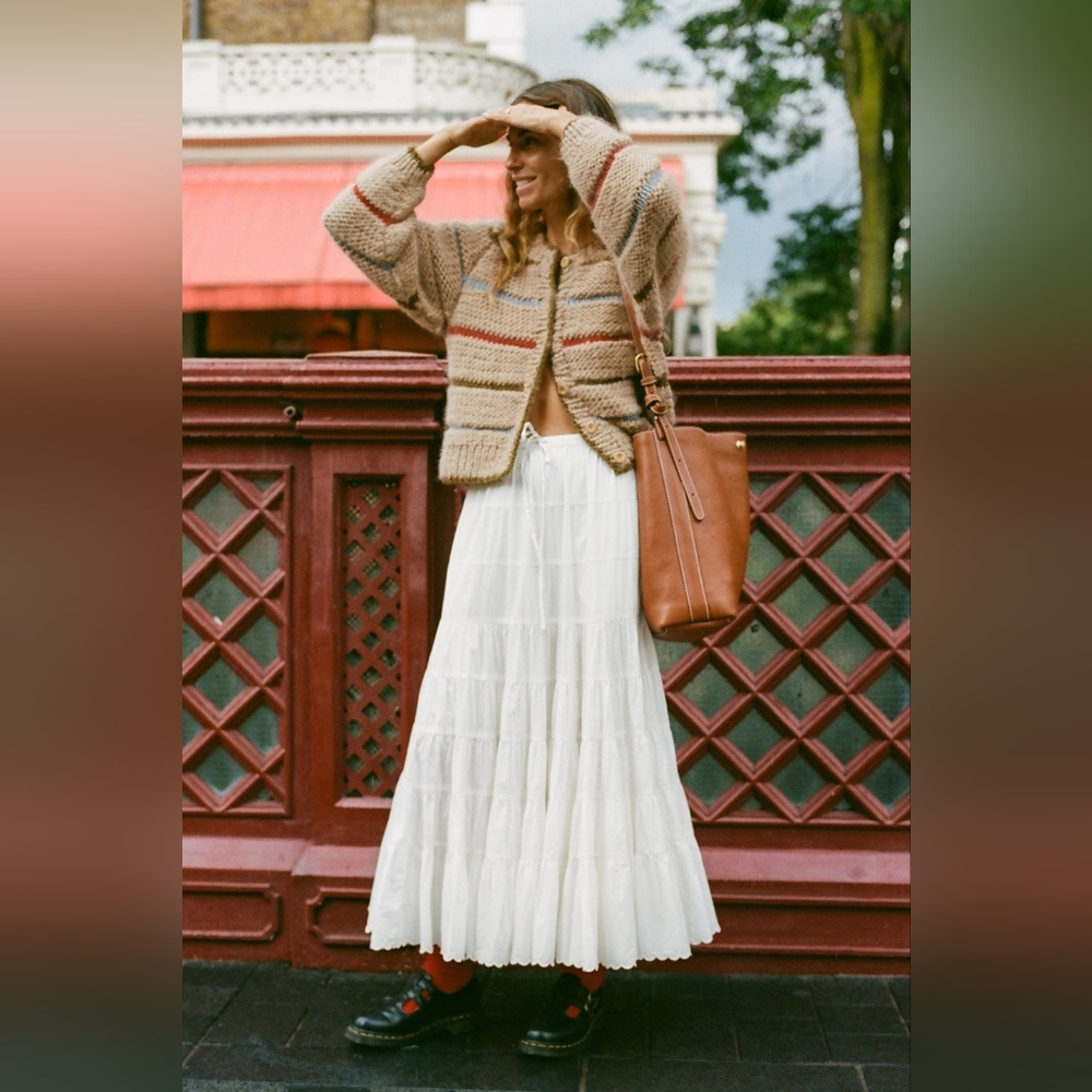 Christy Dawn Beige Striped Cardigan - Picture 6 of 16